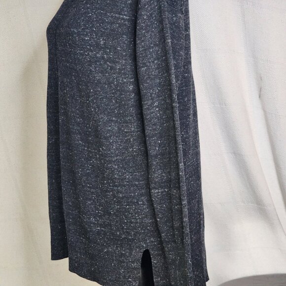Banana Republic Grey Black White Flecks Center Seam Cotton Poly LS Sweater Sz M - Picture 9 of 16